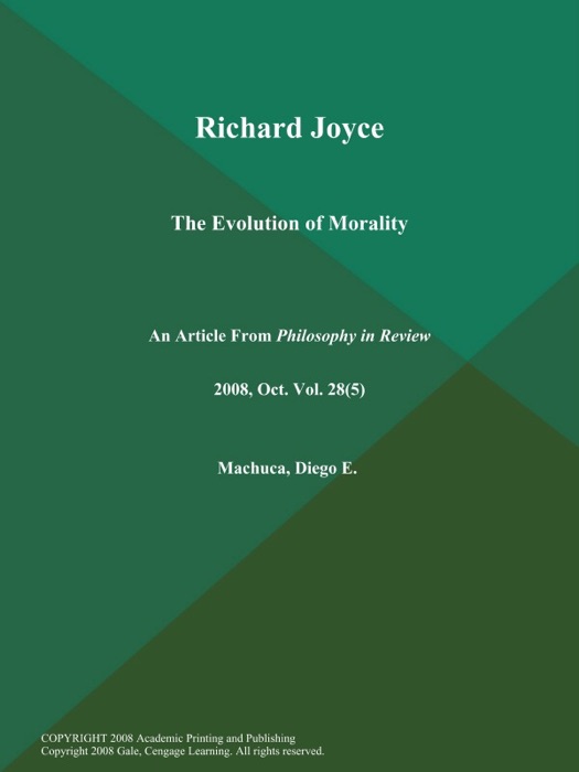 Richard Joyce: The Evolution of Morality