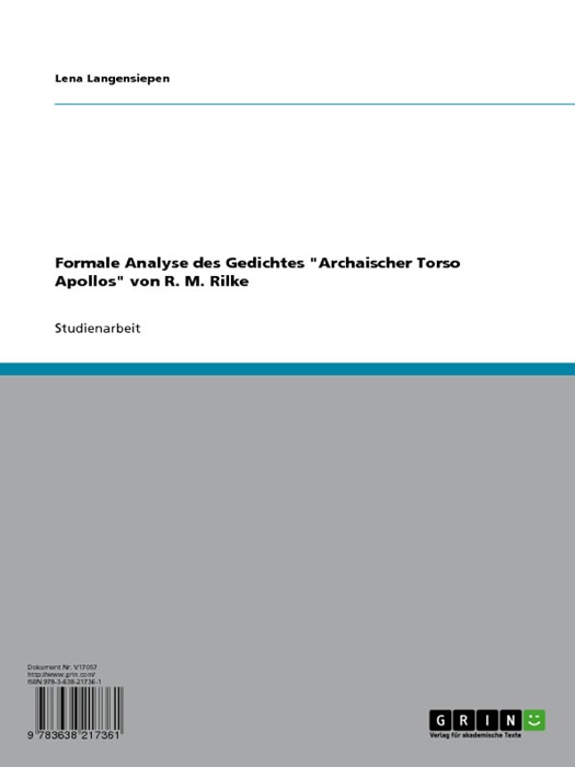 Formale Analyse des Gedichtes 'Archaischer Torso Apollos' von R. M. Rilke