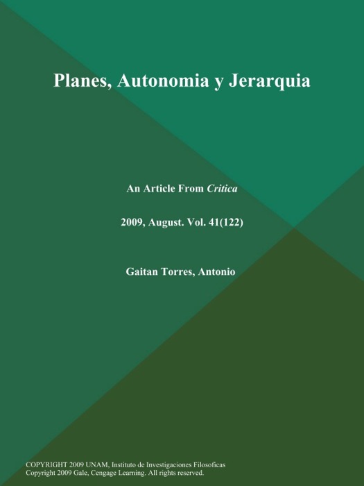 Planes, Autonomia y Jerarquia