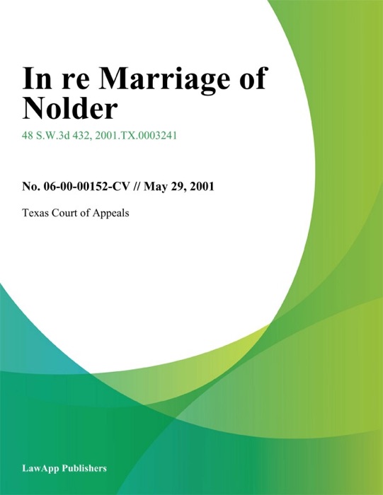 In Re Marriage of Nolder