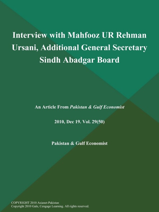 Interview with Mahfooz UR Rehman Ursani, Additional General Secretary Sindh Abadgar Board