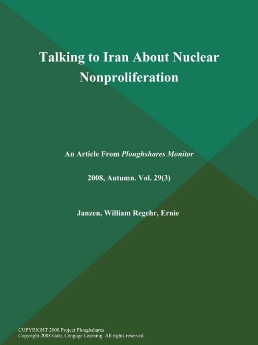 Talking to Iran About Nuclear Nonproliferation