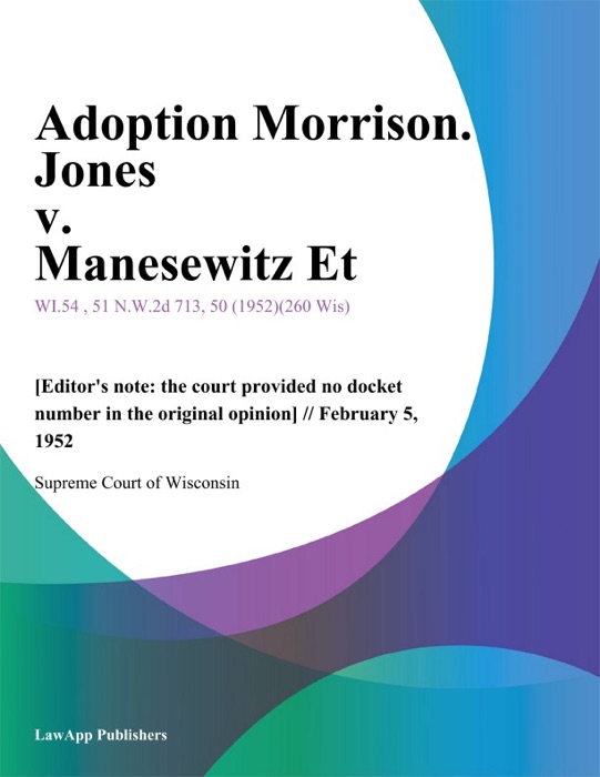 Adoption Morrison. Jones v. Manesewitz Et