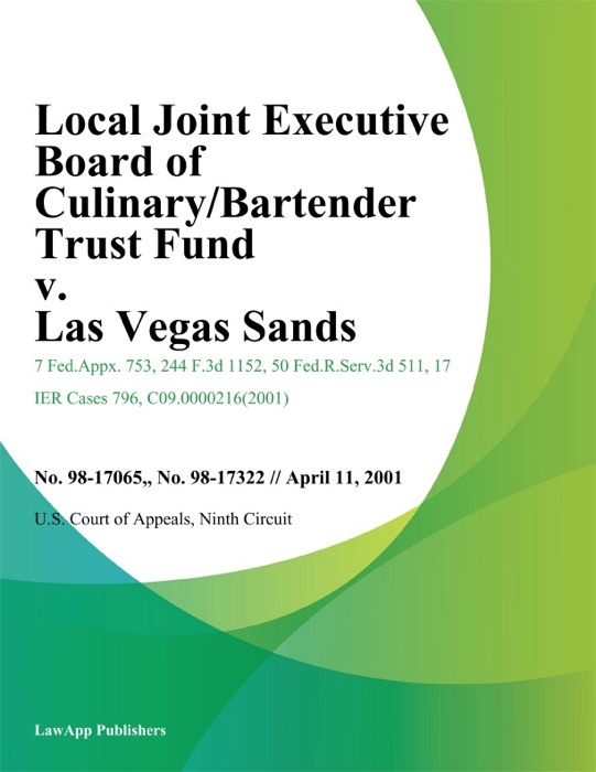 Local Joint Executive Board Of Culinary/Bartender Trust Fund V. Las Vegas Sands