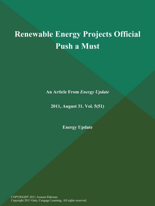 Renewable Energy Projects Official Push a Must