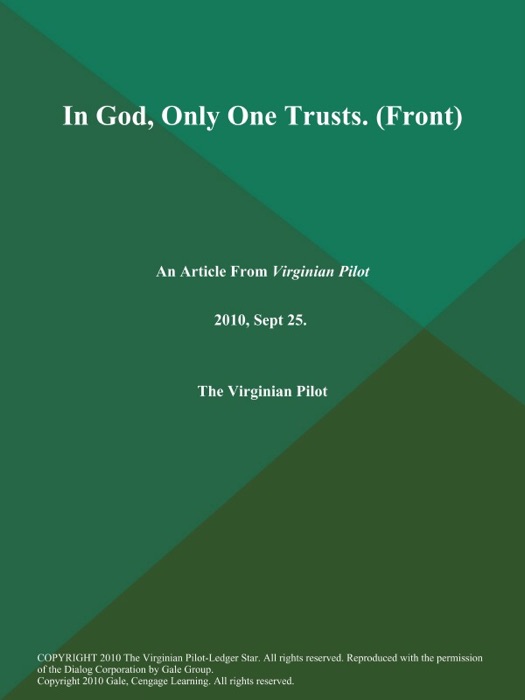 In God, Only One Trusts (Front)