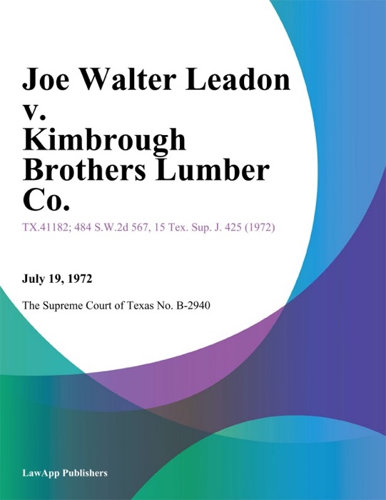 Joe Walter Leadon v. Kimbrough Brothers Lumber Co.