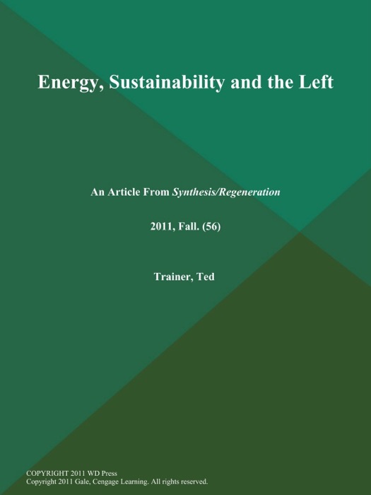 Energy, Sustainability and the Left