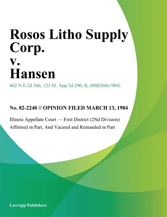 Rosos Litho Supply Corp. v. Hansen