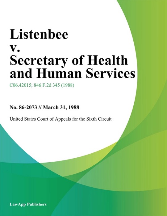 Listenbee V. Secretary Of Health And Human Services