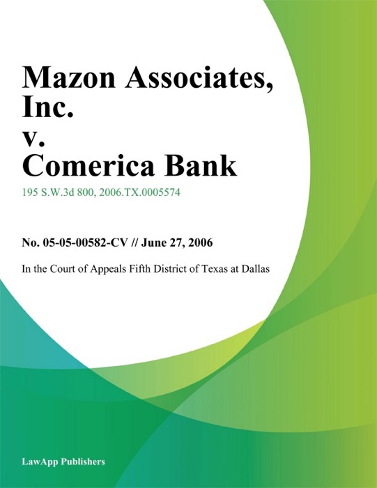 Mazon Associates, Inc. v. Comerica Bank