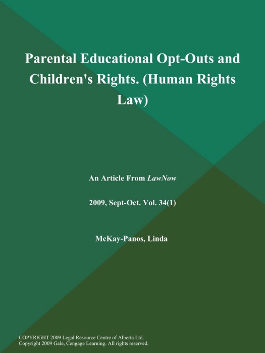 Parental Educational Opt-Outs and Children's Rights (Human Rights Law)