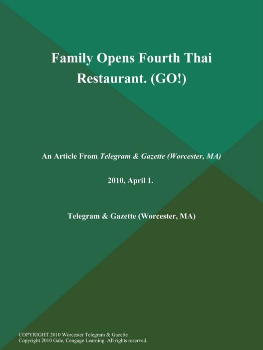 Family Opens Fourth Thai Restaurant. (GO!)