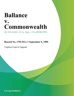 Ballance V. Commonwealth by Virginia Court of Appeals