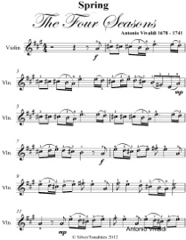 Spring Four Seasons Easy Violin Sheet Music - Antonio Vivaldi