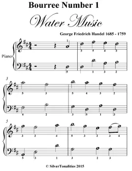 Bourree Number 1 the Water Music Easy Piano Sheet Music