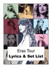 Book Taylor Swift Eras Tour Lyrics & Set List