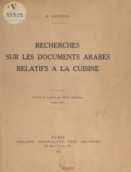 Read: Recherches sur les Book documents arabes relatifs à la cuisine