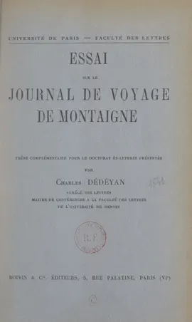 Read: Essai sur le Journal de Book voyage, de Montaigne