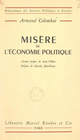 Read: Misère de l'économie Book politique