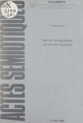 Read: Vérité analytique Book et vérité logique