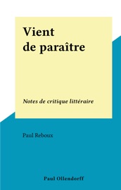 Vient de paraître - Paul Reboux