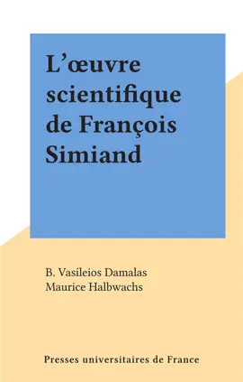 Read: Book L'œuvre scientifique de François Simiand