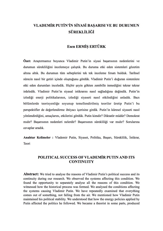 PUTIN SİYASETİ