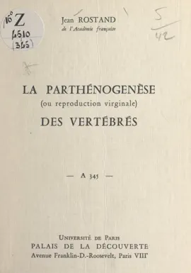 Read: La parthénogenèse des vertébrés (ou Book reproduction virginale)