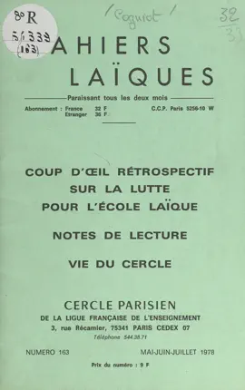 Read: Coup d'œil Book rétrospectif sur la lutte pour l'école laïque