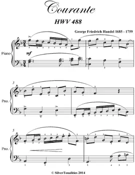 Courante Hwv 488 Elementary Piano Sheet Music