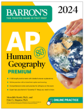 AP Human Geography Premium, 2024: 6 Practice Tests + Comprehensive Review + Online Practice - Meredith Marsh &amp; Peter S. Alagona Cover Art