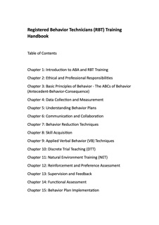 Registered Behavior Technicians (RBT) Training Handbook by Innoware PJP