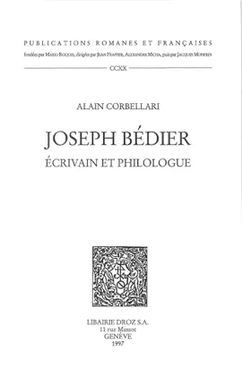 Read: Joseph Bédier, Book écrivain et philologue