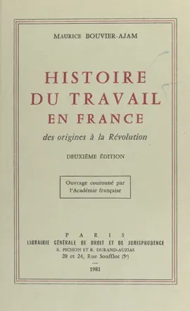 Read: Book Histoire du travail en France : des origines à la Révolution