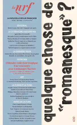 Read: Book La Nouvelle Revue Française N° 630 (mai 2018)
