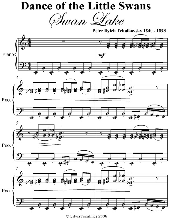 Dance of the Little Swans Easy Intermediate Piano Sheet Music