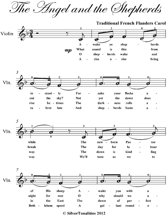 Angel and the Shepherds Easy Violin Sheet Music