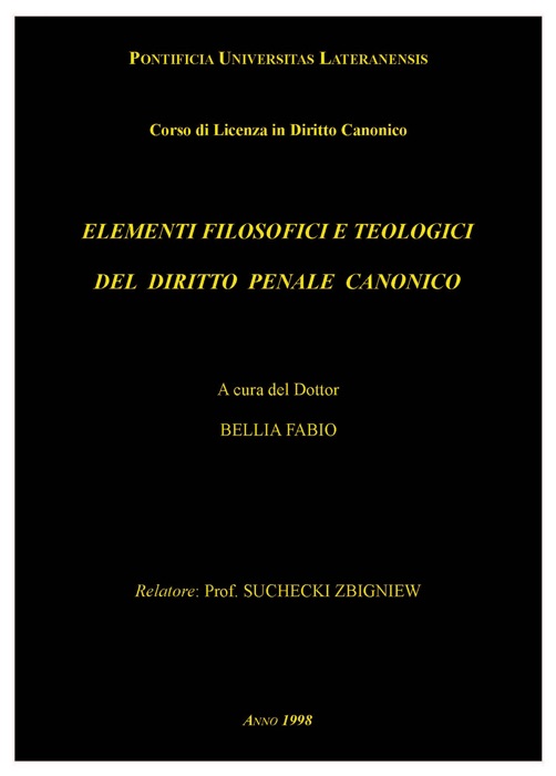 Elementi filosofici e teologici del diritto penale canonico