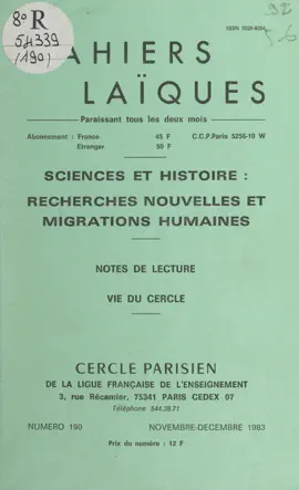 Read: Sciences et Histoire : recherches nouvelles et migrations humaines Book