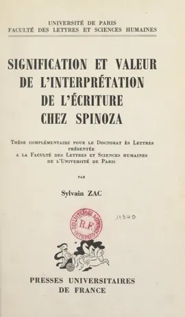 Read: Signification et valeur de Book l'interprétation de l'écriture chez Spinoza