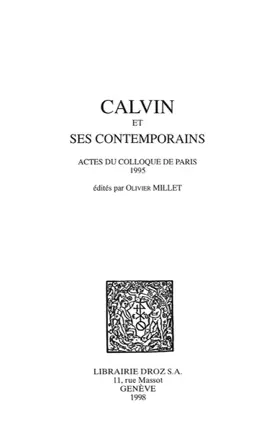 Read: Book Calvin et ses contemporains