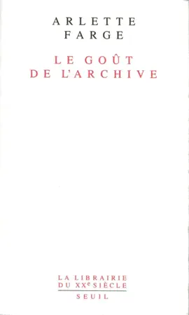 Read: Book Le Goût de l'archive