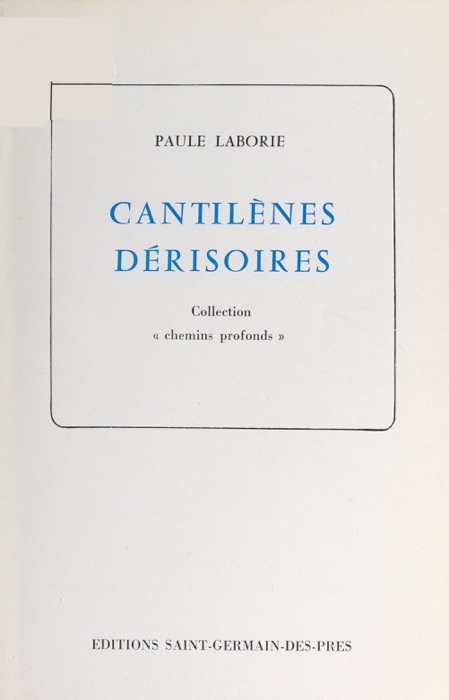 Cantilènes dérisoires