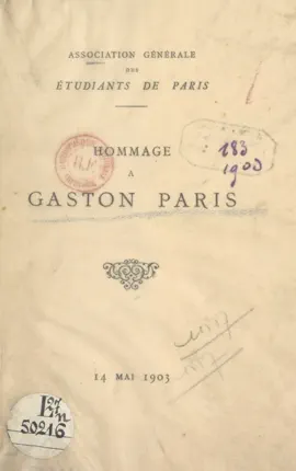 Read: Hommage à Gaston Paris, 14 mai 1903 Book