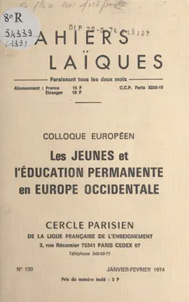 Read: Colloque européen "Les jeunes Book et l'éducation permanente en Europe occidentale"