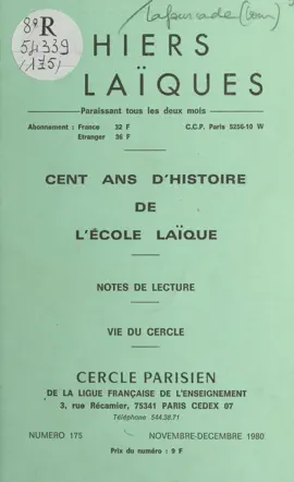 Read: Cent ans d'histoire de l'École Book laïque
