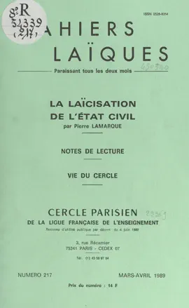 Read: La laïcisation de Book l'État civil