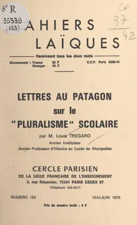 Read: Lettres au Patagon sur Book le "pluralisme" scolaire