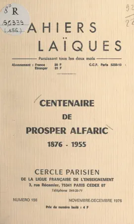 Read: Centenaire de Prosper Book Alfaric, 1876-1955